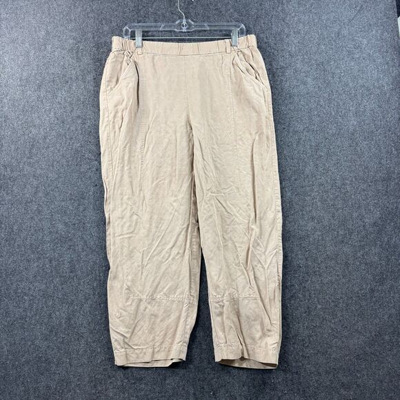 Eileen Fisher Pants Women's Medium Beige Pull On Lightweight Elastic Waist - Picture 1 of 10